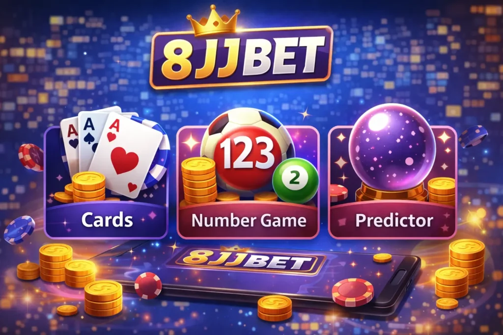 8JJ Bet Game Categories – Cards, Number Game & Predictor