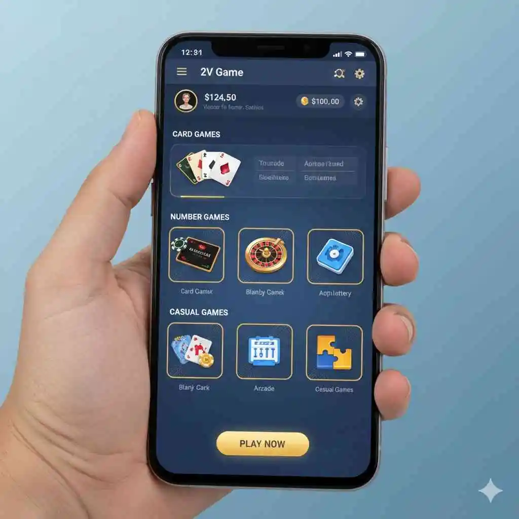 app interface with card games